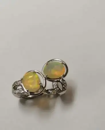 Серебряные серьги с огненным опалом, фотография 5