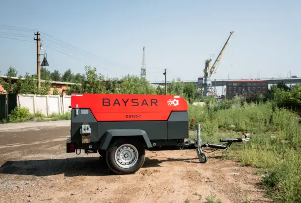 Дизельный компрессор BAYSAR DS185-7 на шасси, фотография 1