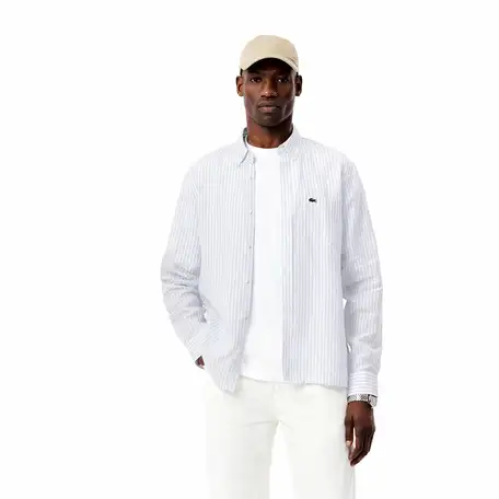 Мужская льняная рубашка lacoste в полоску, фотография 1