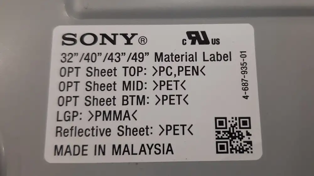 Рассеиватель-световод-подсветка  ТВ Sony 49 серии XE-XF-XG-XH, фотография 4