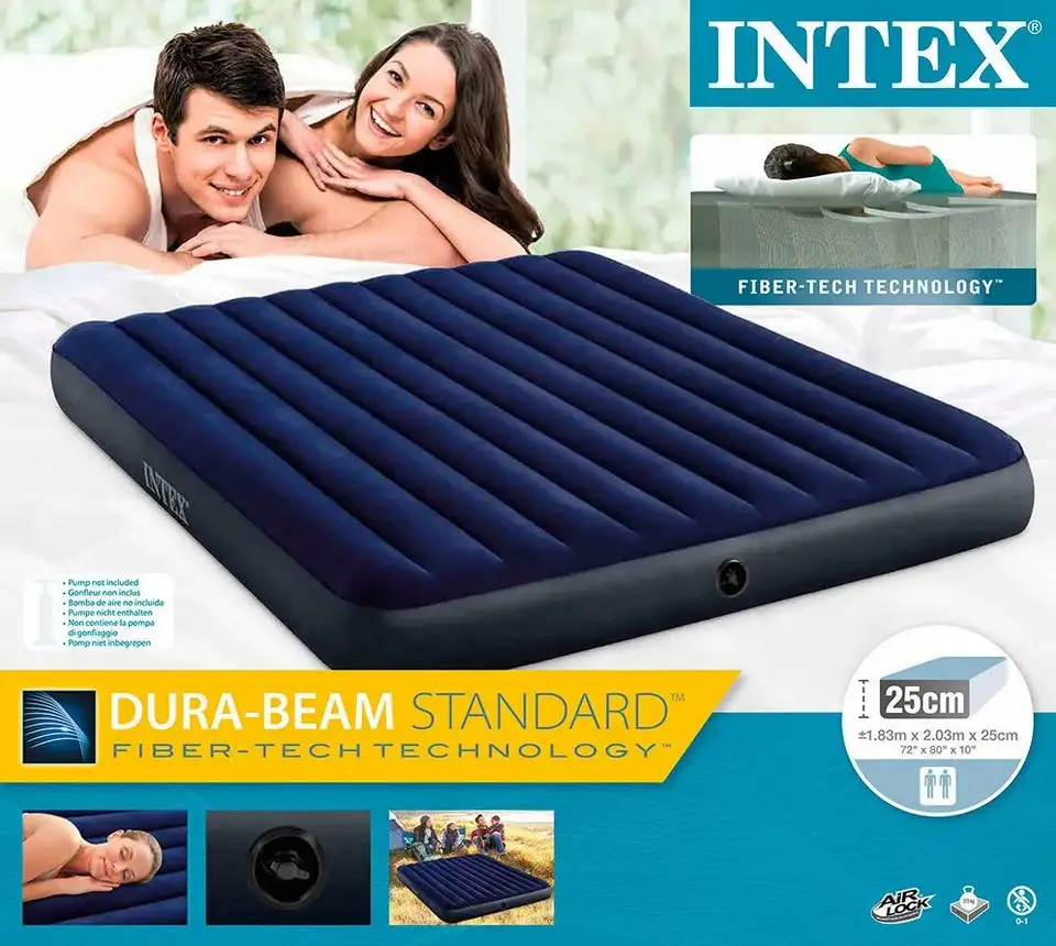 Матрас надувной трехспальный Intex 183х203х25см, фотография 4