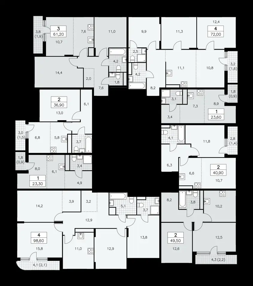 2-х комнатная квартира, 61,20 м², 11 эт., ЖК Прокшино, фотография 4