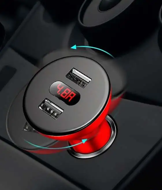 Автомобильное зарядное устройство Baseus 360°rotation Daul input Digital display Car Charger, фотография 3