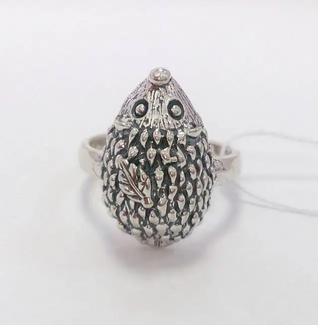 Серебро, кольцо-ежик, фотография 1