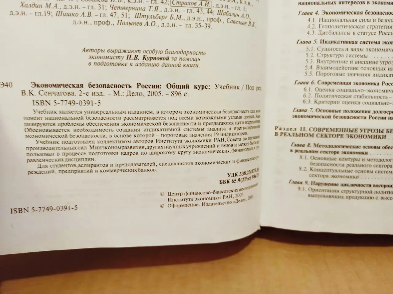 Сенчагов, В.К. Экономическая безопасность России. Общий курс. 2005, фотография 4