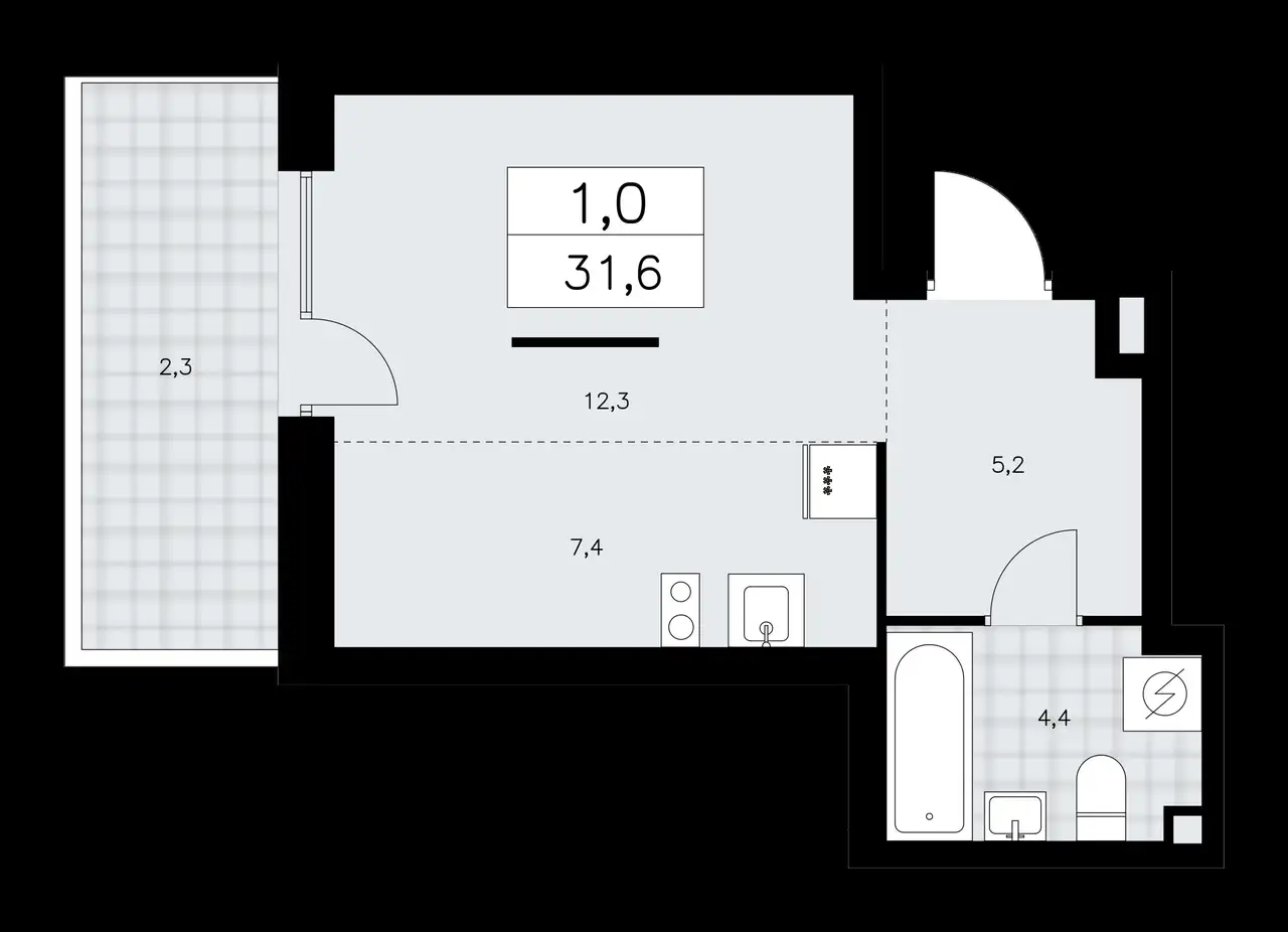 1-но комнатная квартира, 31,60 м², 1 эт., ЖК А101 Лаголово, фотография 1
