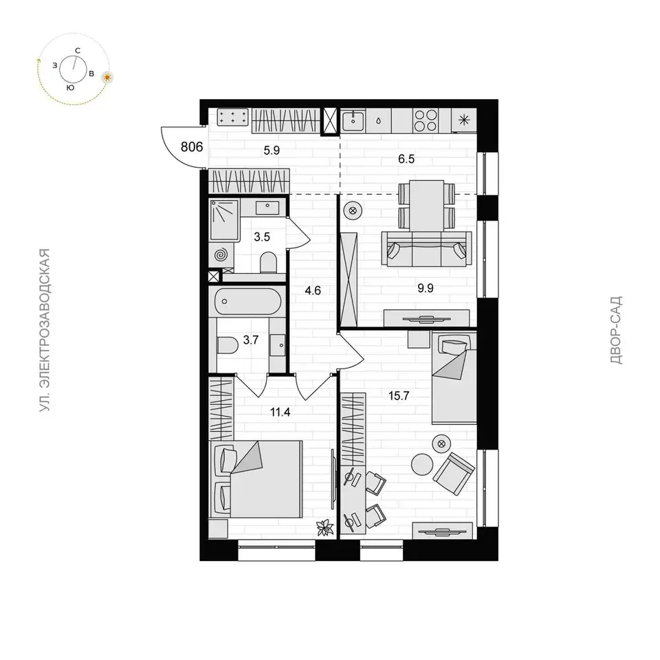 Продается 2-комн. квартира 61.2 м2 в новостройке, фотография 2