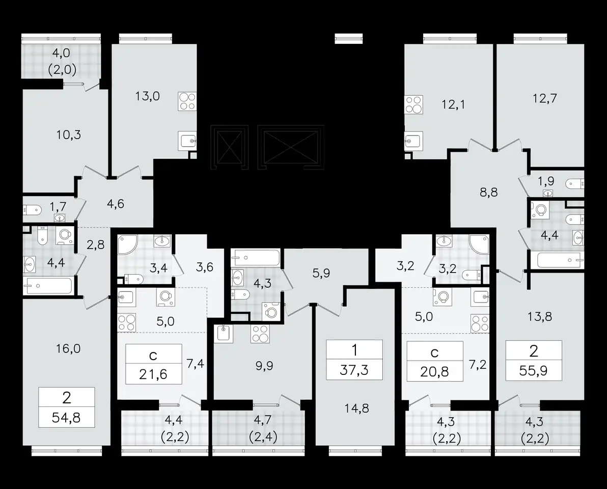 2-х комнатная квартира, 55,90 м², 2 эт., ЖК А101 Всеволожск, фотография 1