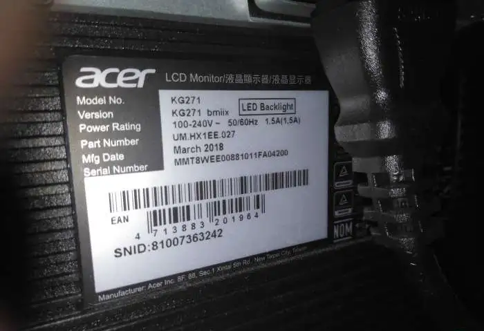 Монитор Acer KG271 UM.HXH1EE.027, фотография 2