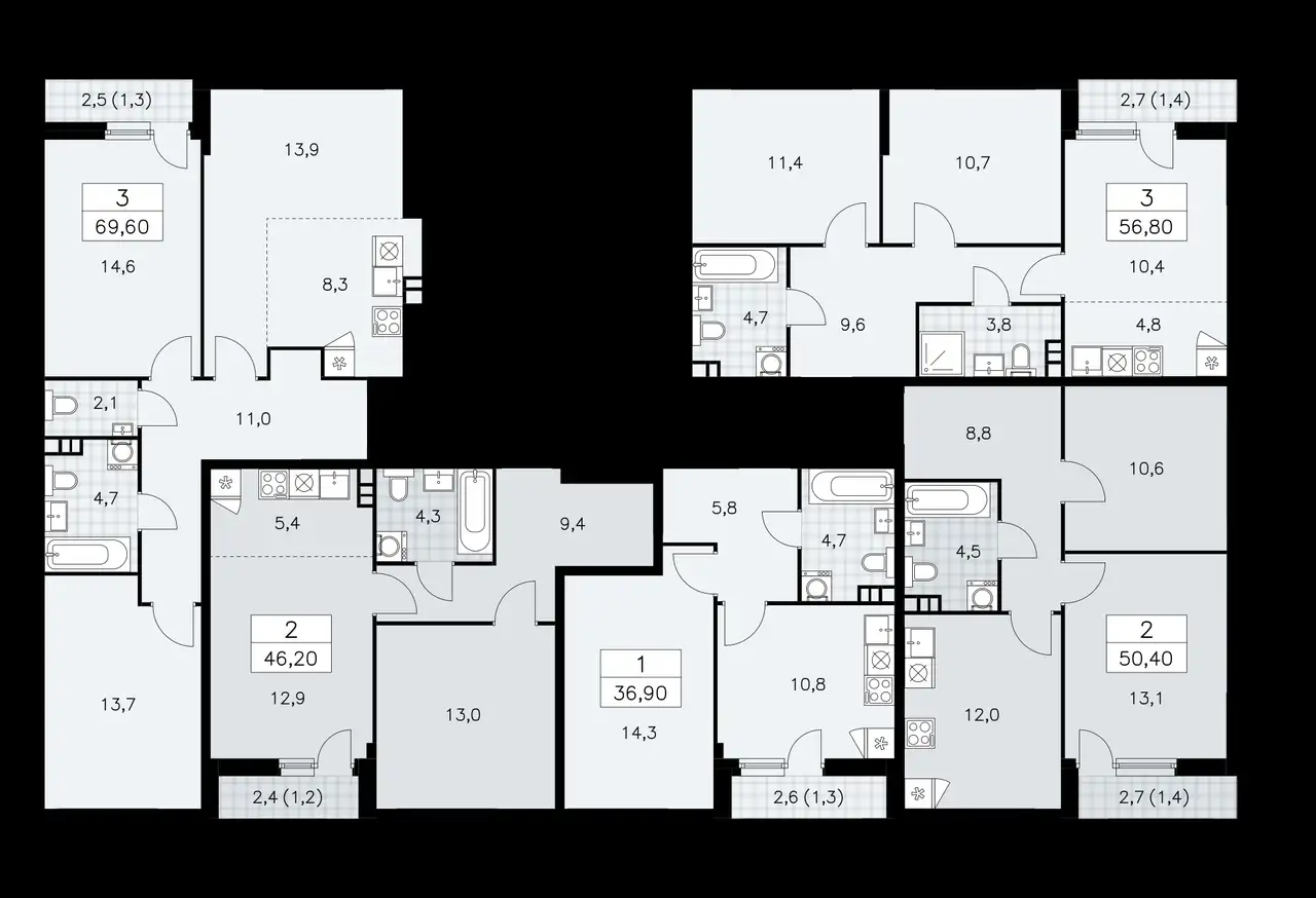 1-но комнатная квартира, 46,00 м², 4 эт., ЖК Бунинские Кварталы, фотография 1