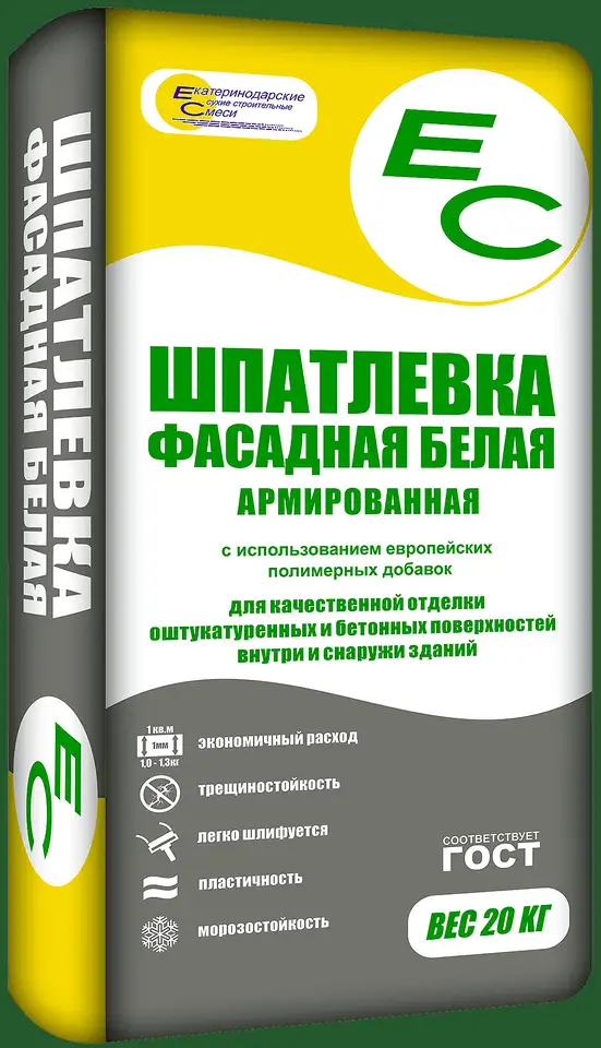 Шпатлевка фасадная ес белая 20 кг, фотография 1