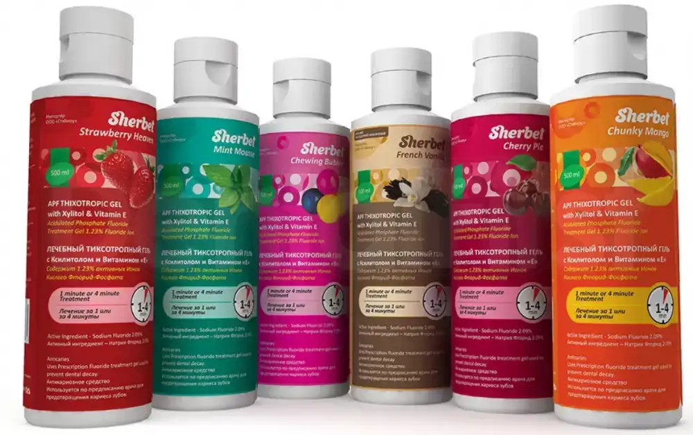 Гель для фторирования SHERBET APF с витамином Е 1-4 минуты,500мл, фотография 1