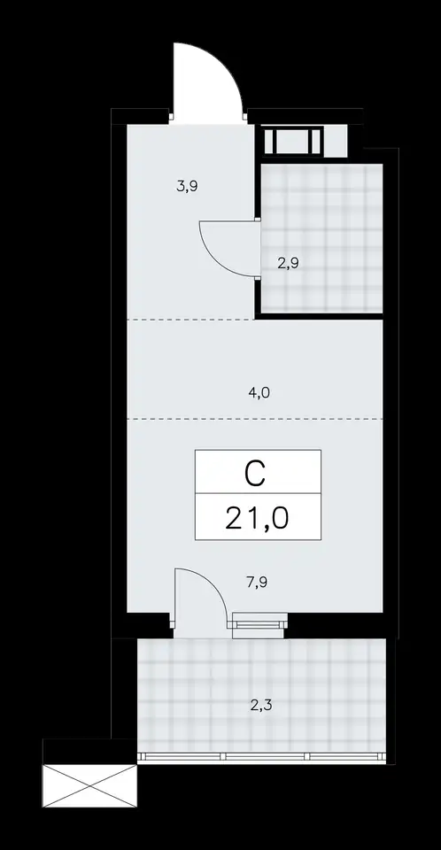 1-но комнатная квартира, 21,00 м², 7 эт., ЖК А101 Лаголово, фотография 1