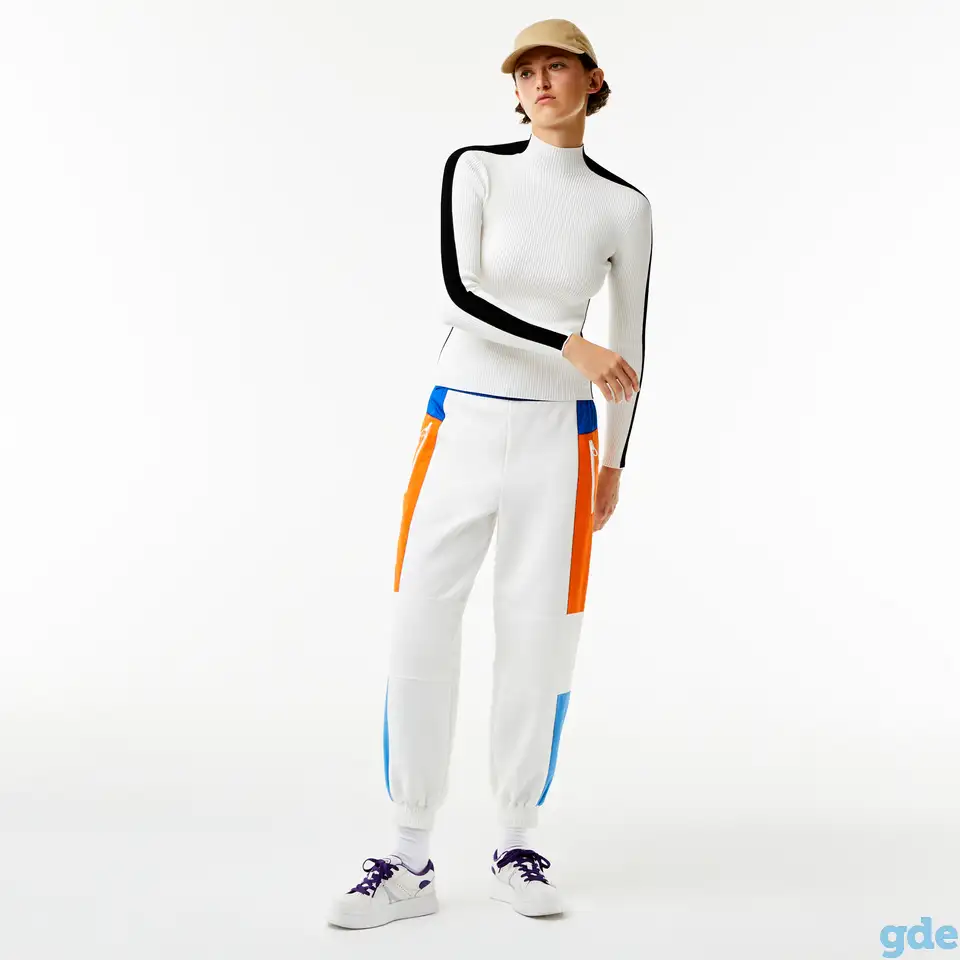 Женский бесшовный свитер lacoste с контрастными полосами, фотография 3