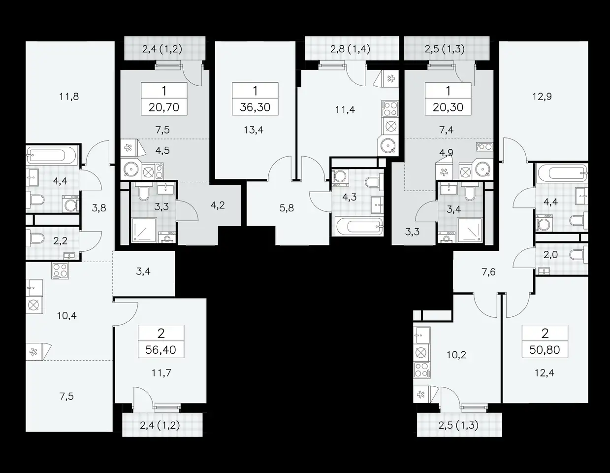 2-х комнатная квартира, 56,40 м², 12 эт., ЖК Прокшино, фотография 1