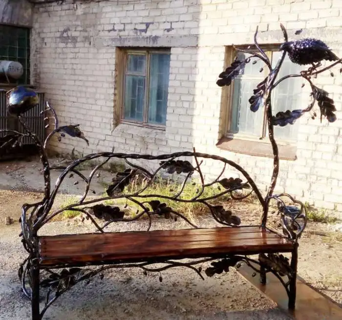 Кованая лавочка, интересная композиция ручной работы., фотография 1