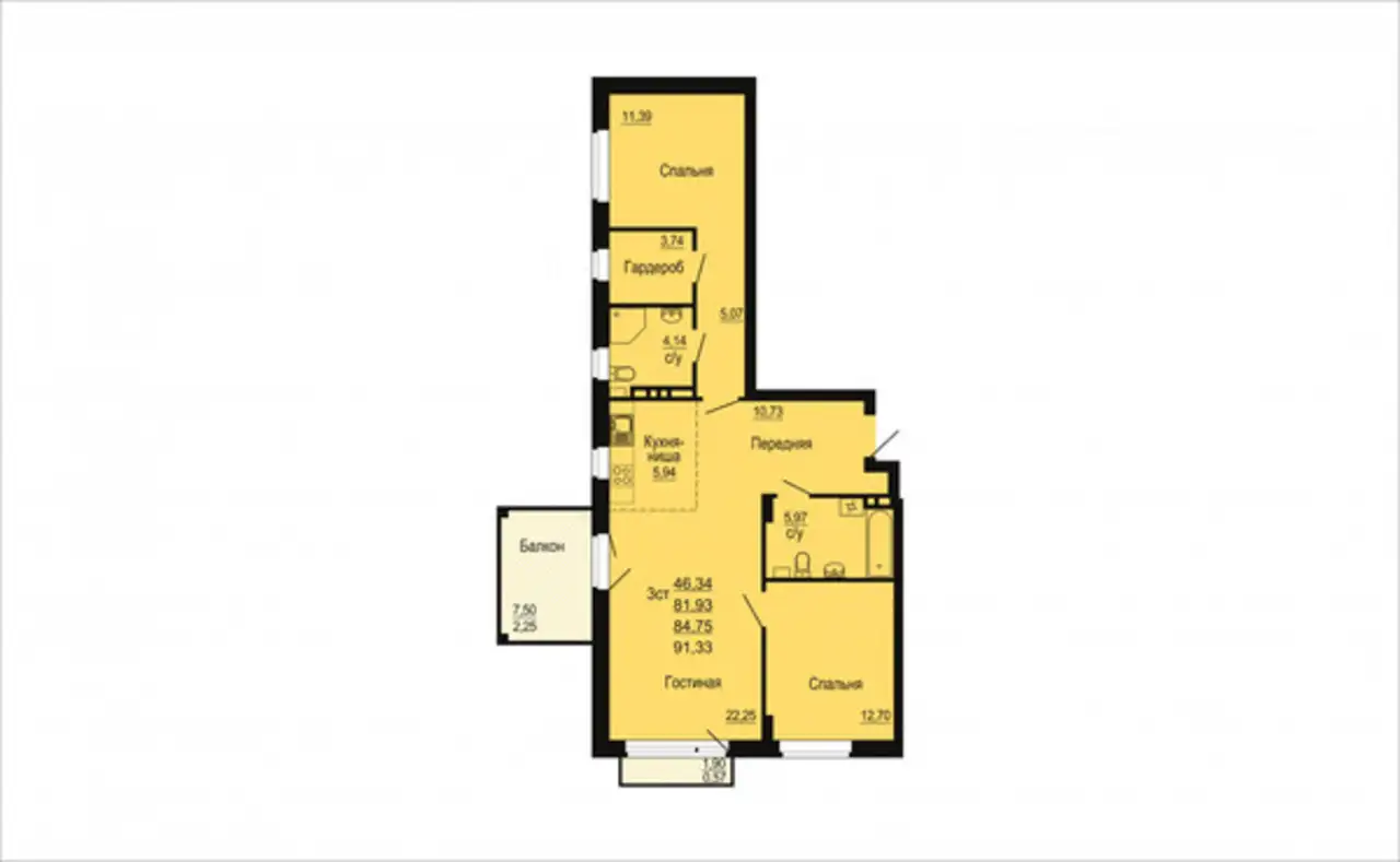 Квартира, 84,75 м², 5 эт., Пригородный п, фотография 12