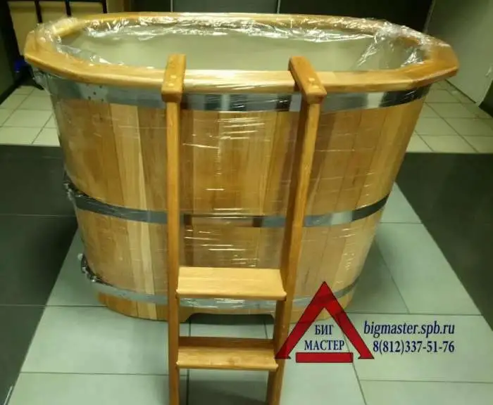 Овальные купели с пластиковой вставкой, внешняя обшивка дуб, лиственница, фотография 3