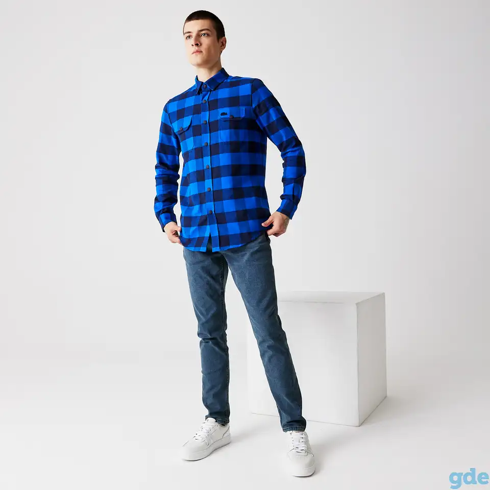 Мужская клетчатая рубашка lacoste slim fit, фотография 4