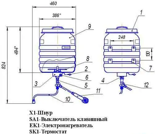 Душ с подогревом. Водонагреватель ЭВБК-40 с краном и душем, фотография 5