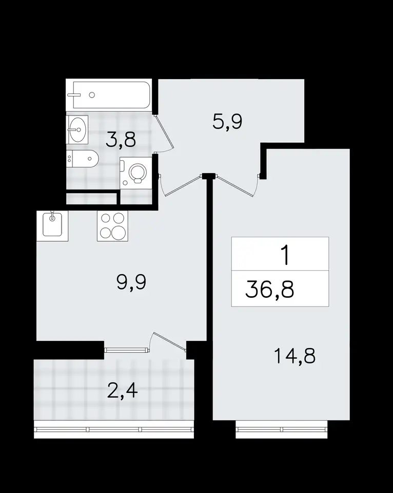 1-но комнатная квартира, 36,80 м², 11 эт., ЖК А101 Всеволожск, фотография 1