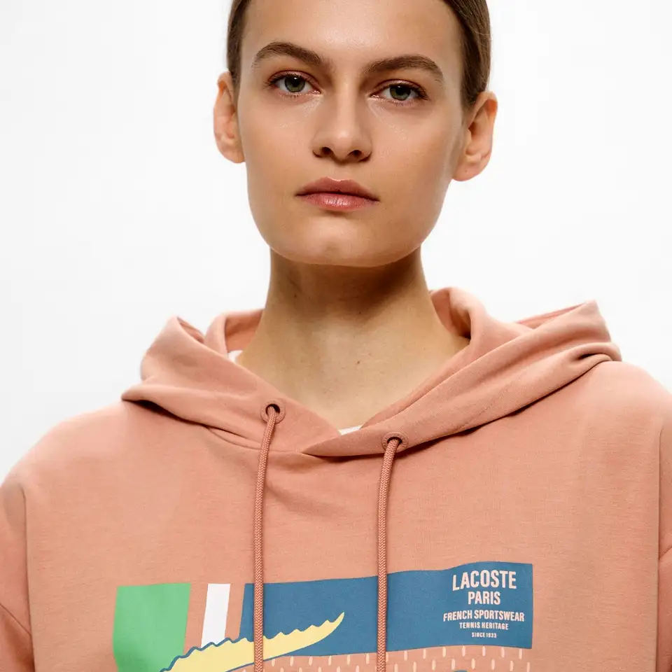 Женская короткая толстовка lacoste с капюшоном, фотография 3