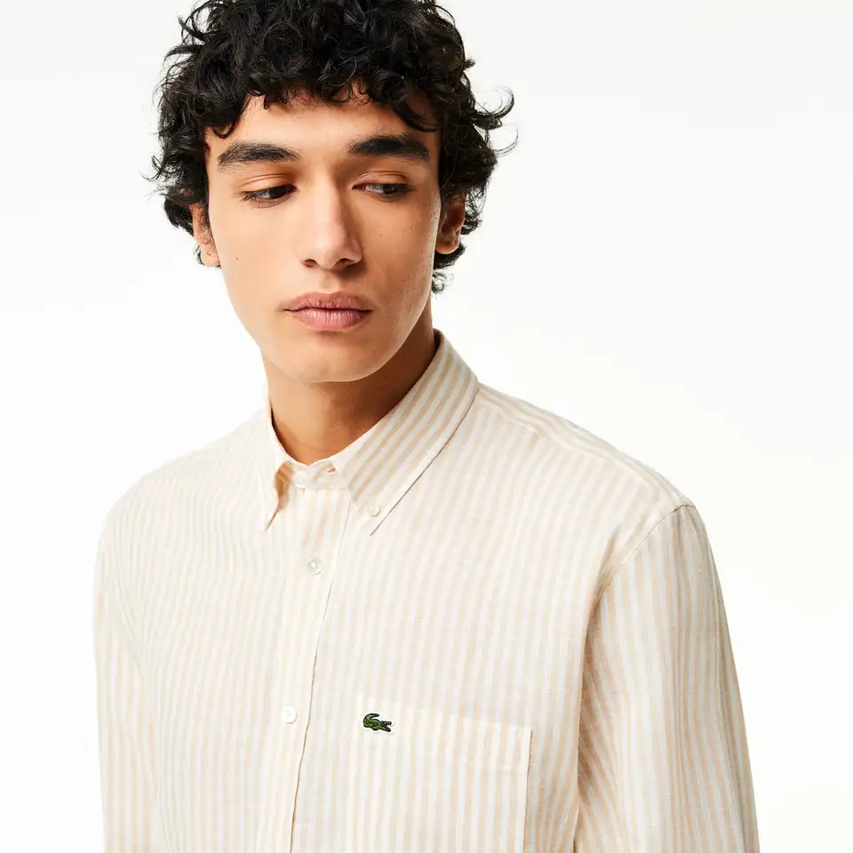 Мужская льняная рубашка lacoste в полоску, фотография 3