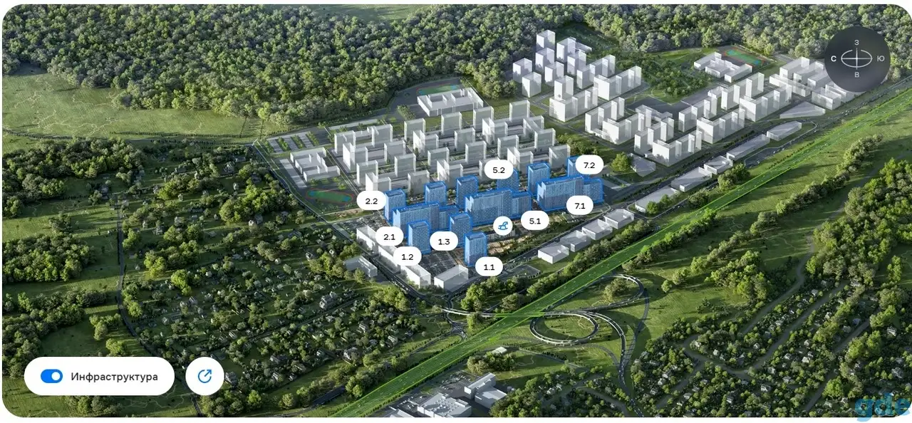 2-х комнатная квартира, 32,87 м², 11 эт., ЖК Горки Парк, фотография 12