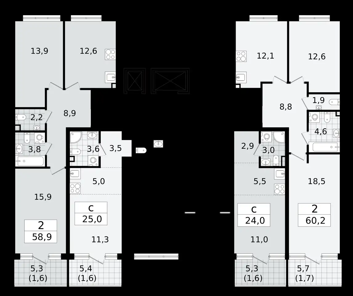 2-х комнатная квартира, 60,20 м², 1 эт., ЖК А101 Всеволожск, фотография 2