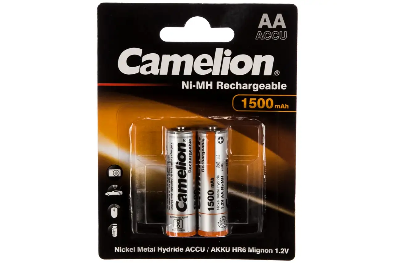 Аккумулятор camelion 3510, r6 ni-mn 1500ма/ч вр-2 (блист. 2шт), фотография 1