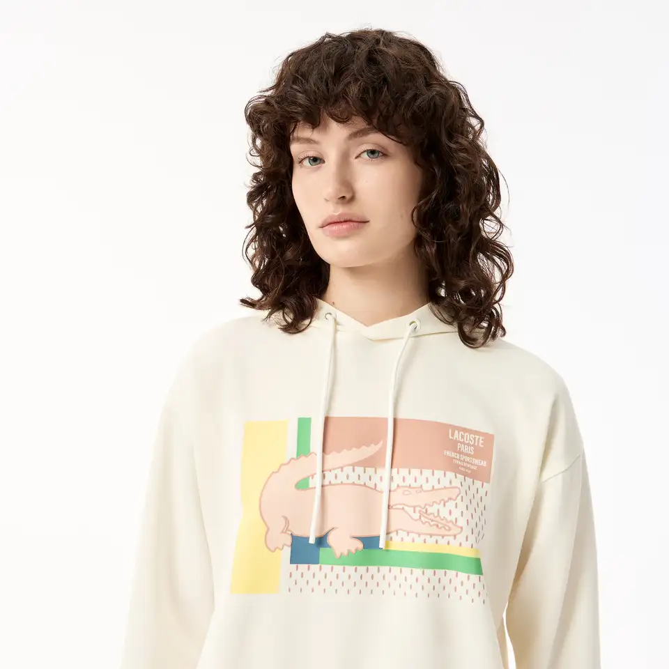 Женская короткая толстовка lacoste с капюшоном, фотография 3