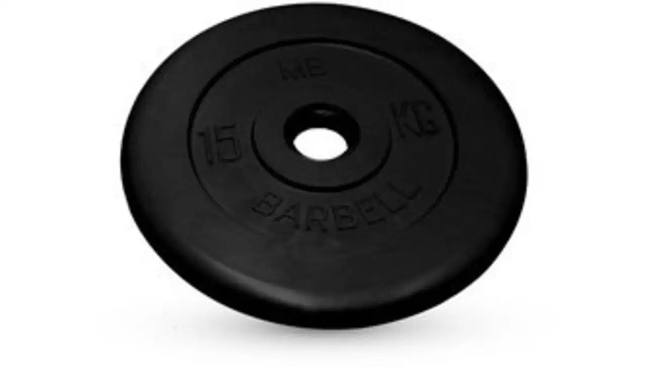 Диск barbell обрезиненный черный d=50 мм 15кг, фотография 2