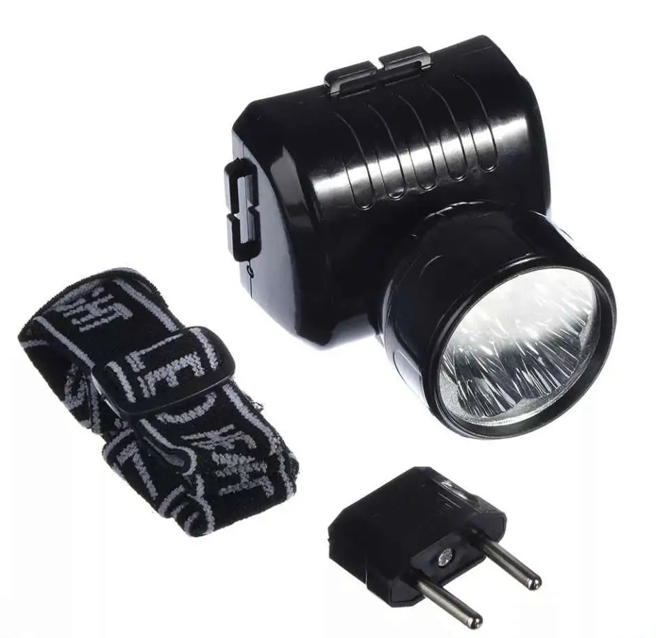 Фонарь налобный аккумуляторный 5 LED, вилка 220В, фотография 7