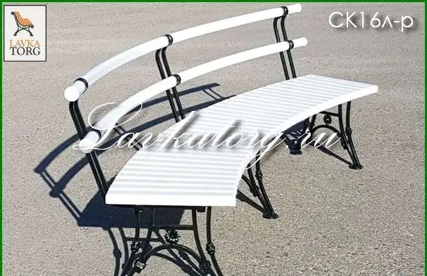 Скамейки радиусные из лиственницы на ажурных стальных опорах СК16л-рт. Для обустройства круглых или полукруглых площадок, фотография 2