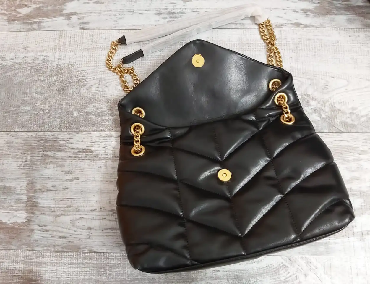 Сумка женская YSL LouLou Puffer  чёрная, фотография 6