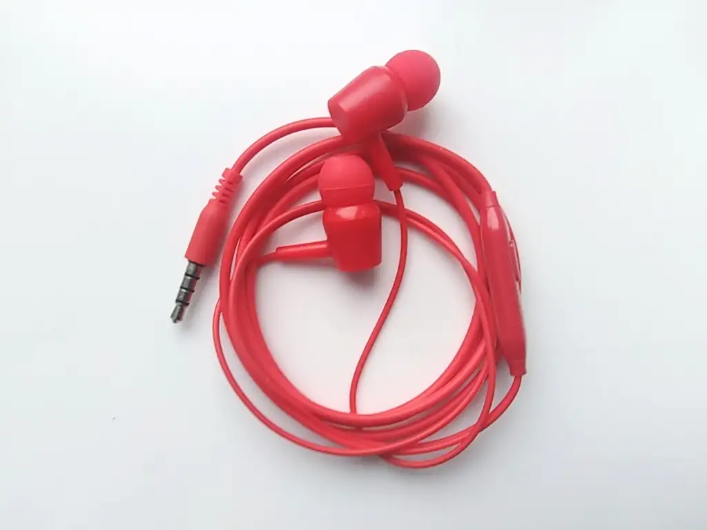 Наушники-вкладыши 1,15 м. mini-jack 3,5 мм. красные, фотография 2
