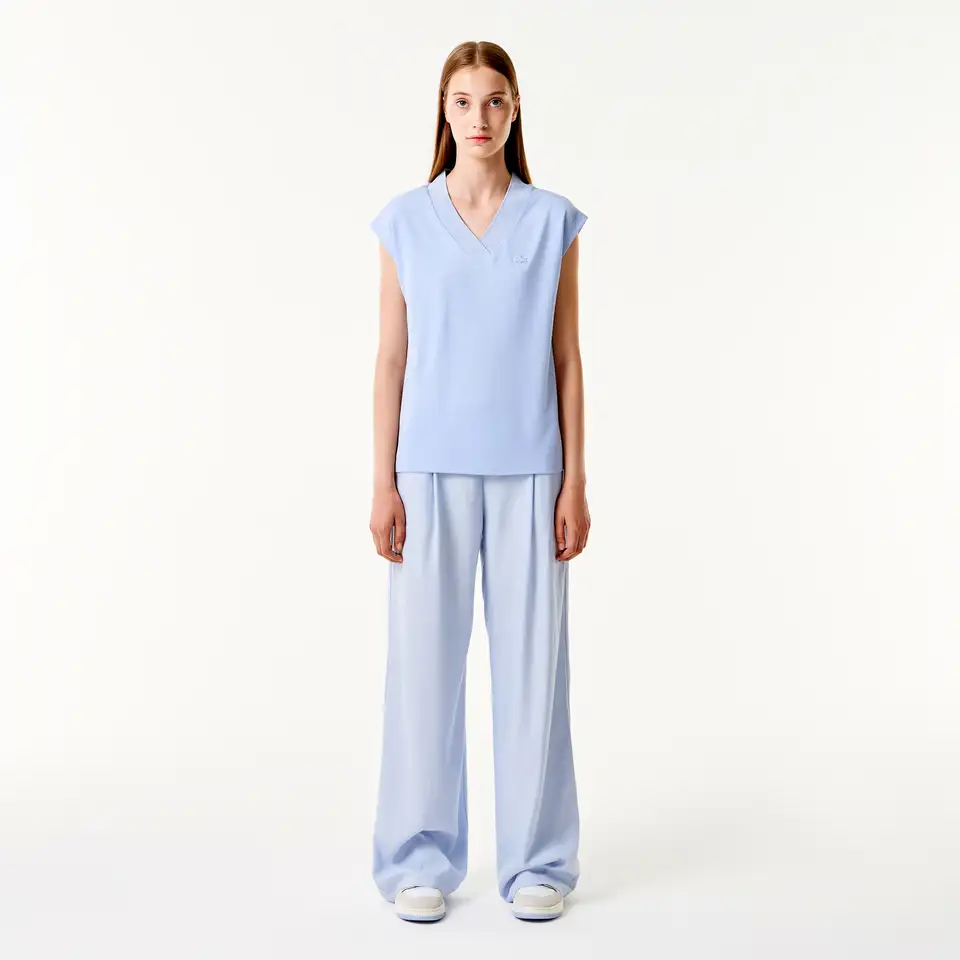 Женская футболка lacoste slim fit с v-образным вырезом, фотография 4