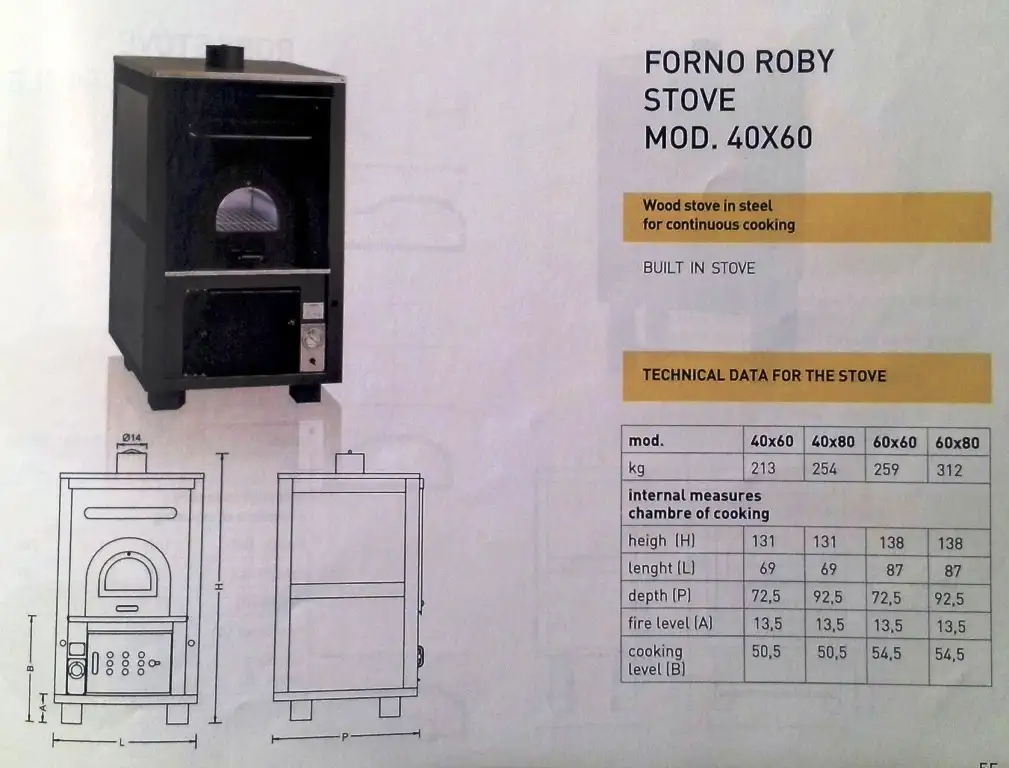 Roby40x60 - варочная дровяная печь с духовкой Италия, фотография 5