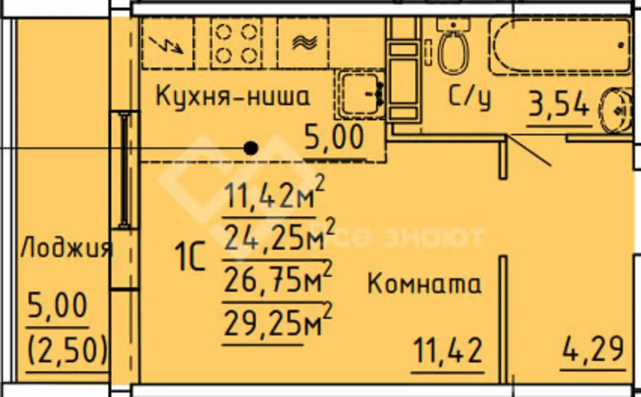 Квартира, 24,20 м², 5 эт., Ул. просторная, 4, фотография 1