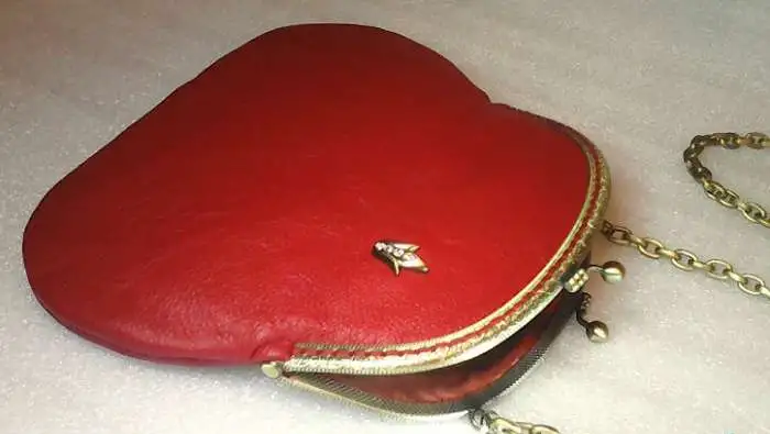 Маленькая сумочка красная кожаная Handmade, фотография 6
