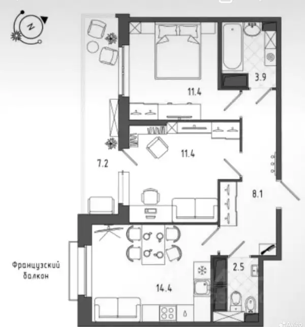 Продажа 2к квартиры в ЖК Квартал Che, Черниговская ул 17, 55,20 м², 5 эт., Московские ворота м.,, Черниговская ул 17, фотография 2