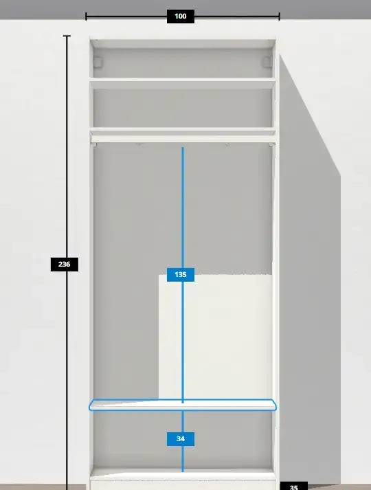 Гардероб IKEA PAX/flisberget 100x35x236 см, фотография 8