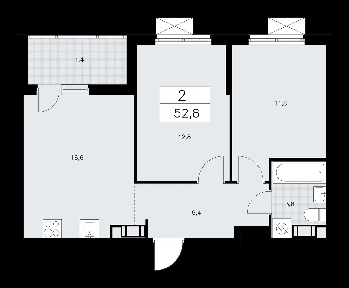 2-х комнатная квартира, 52,80 м², 7 эт., ЖК А101 Лаголово, фотография 1