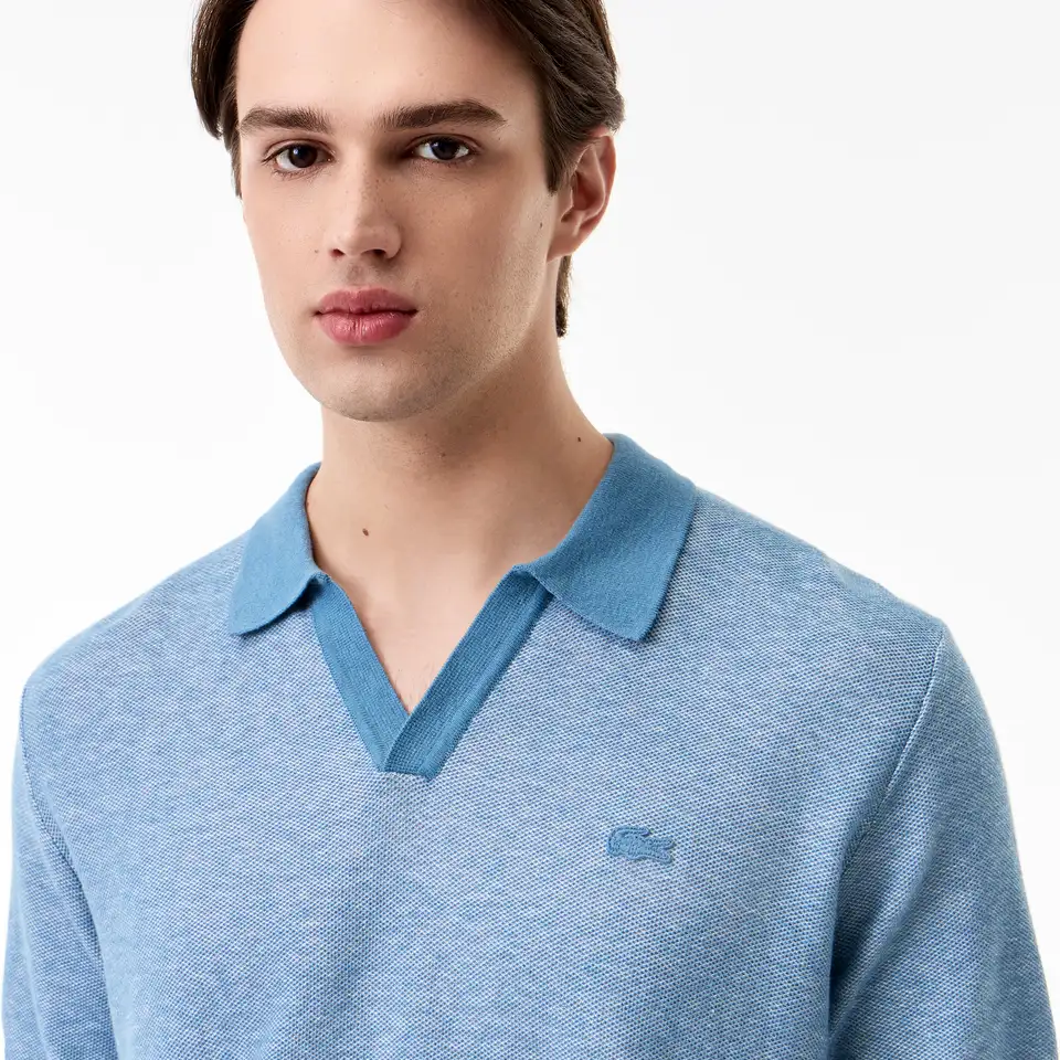 Мужское трикотажное поло lacoste из смеси органического хлопка и льна, фотография 3