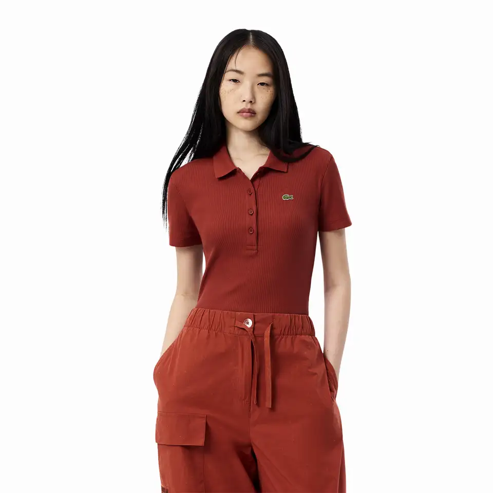 Женское поло lacoste slim fit из органического хлопка, фотография 1