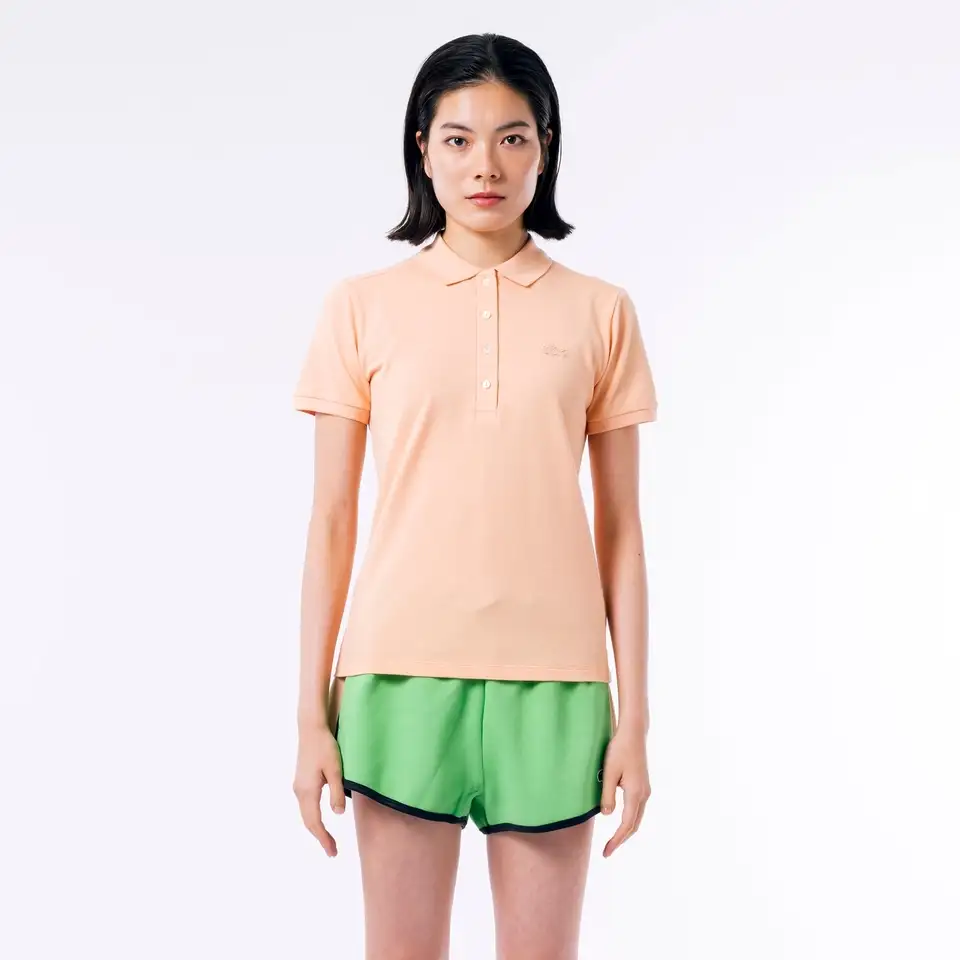 Женское поло lacoste slim fit из эластичного хлопка, фотография 1