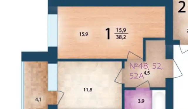 Купи квартира в новостройке Уфы, сиреневый бульвар, 38,20 м², 2 эт., сиреневый бульвар, фотография 2