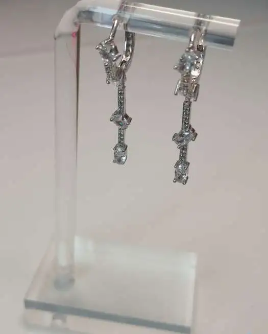 Серебряные серьги падающие с кольцом, фотография 2