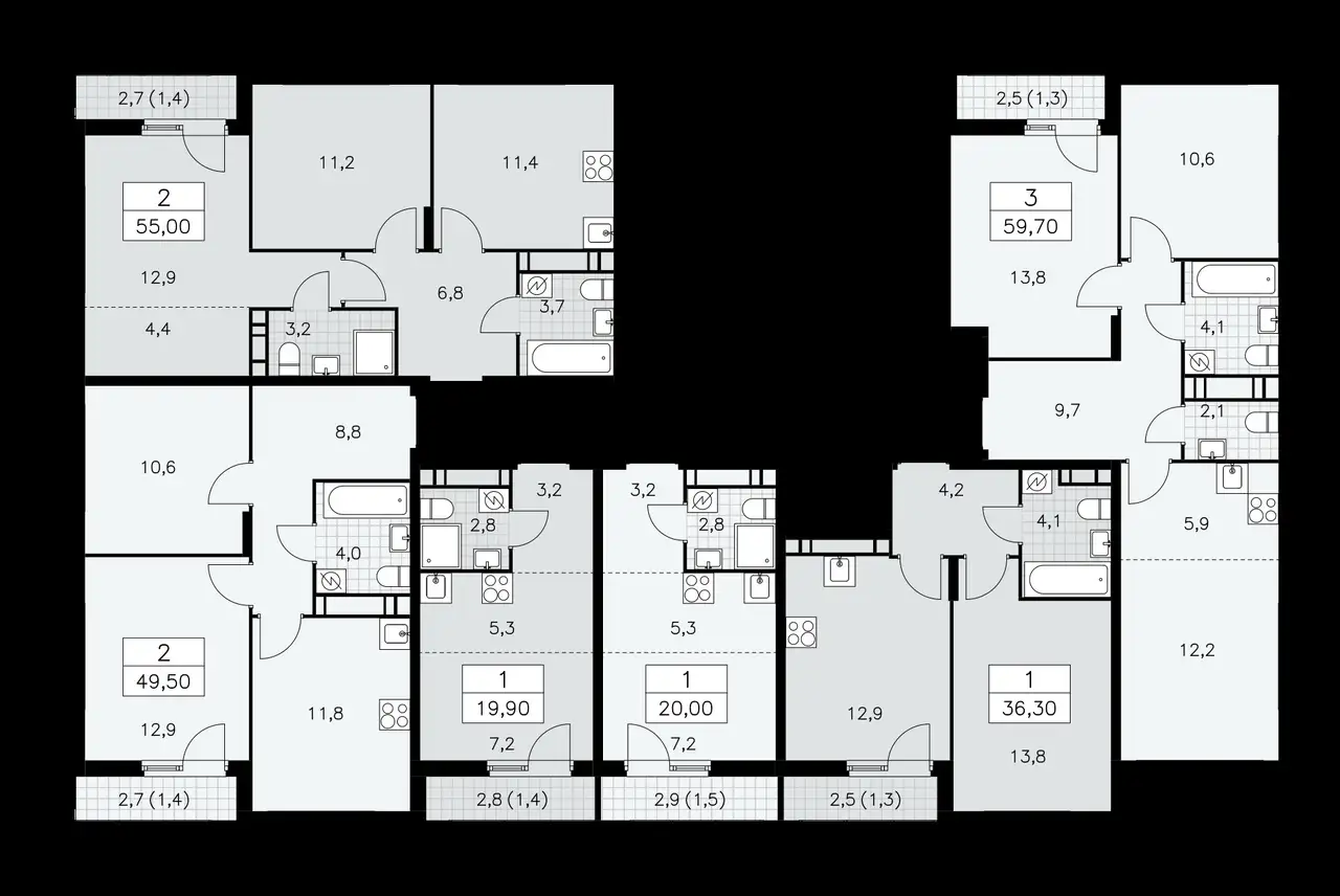 2-х комнатная квартира, 59,70 м², 14 эт., ЖК Скандинавия, фотография 3