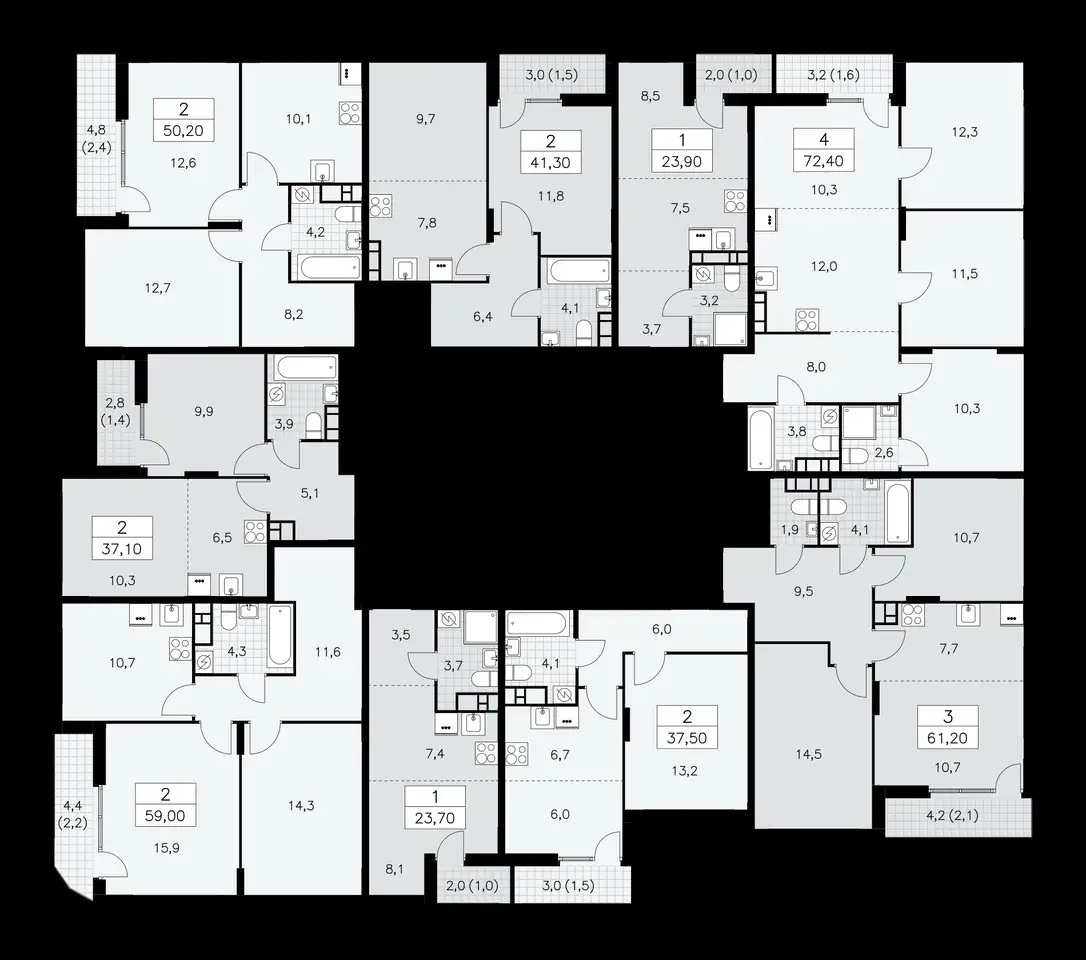 2-х комнатная квартира, 61,20 м², 18 эт., ЖК Бунинские Кварталы, фотография 2